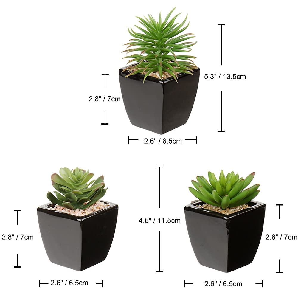 Artificial Succulent Plants Series Fake Plants Succulents in Ceramic Pot Set of 3 Faux Succulents