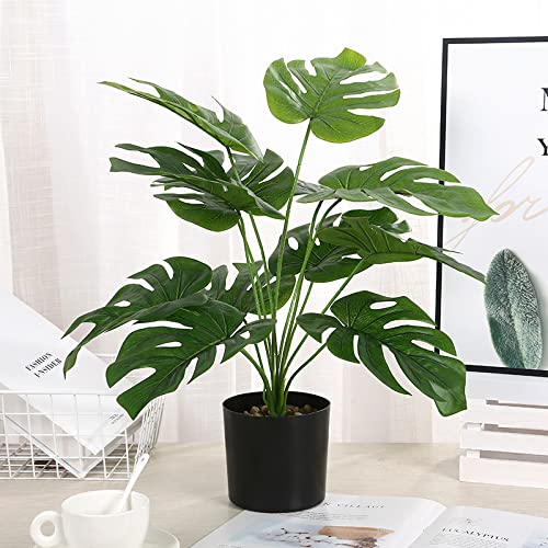 Large Artificial Plants Indoors Monstera Deliciosa Plant with 12 Leaves 23.5"/60cm Tall