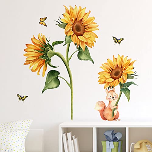 Motivational Wall Stickers Sunflower Wall Decals Garden Flower Wall Stickers (Multicolor, One Size)