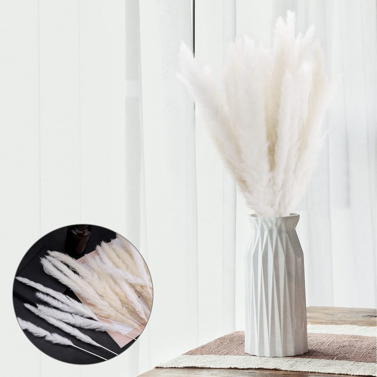 30 Pieces White Natural Dried Pampas Grass Artificial 40cm Boho