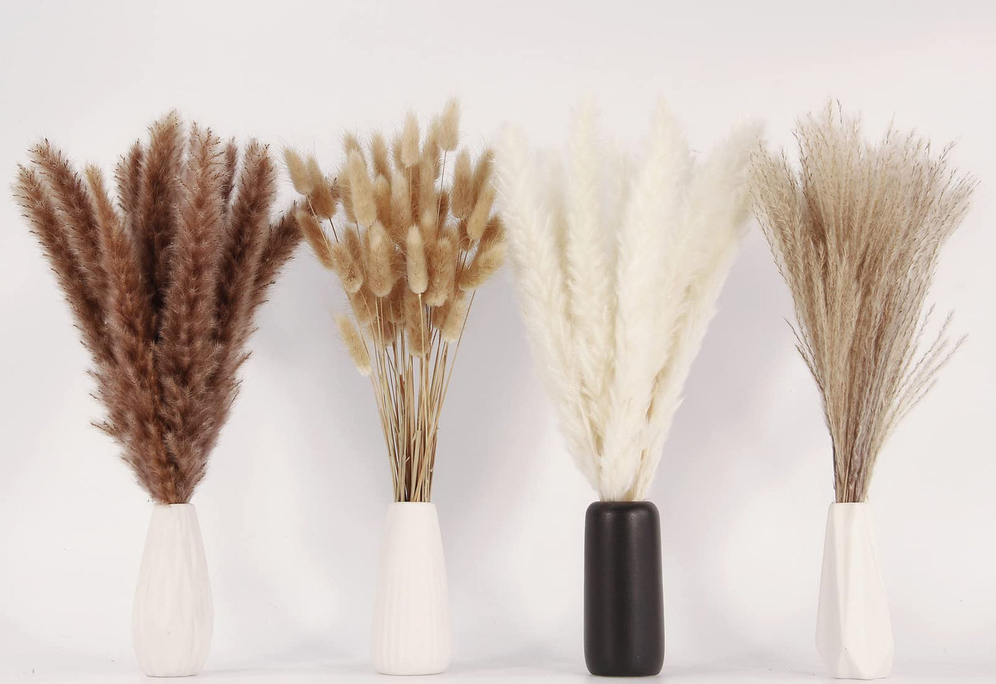 Dried Pampas Grass Decoration, 100 Pieces of Pampas Grass with Bunny Tails