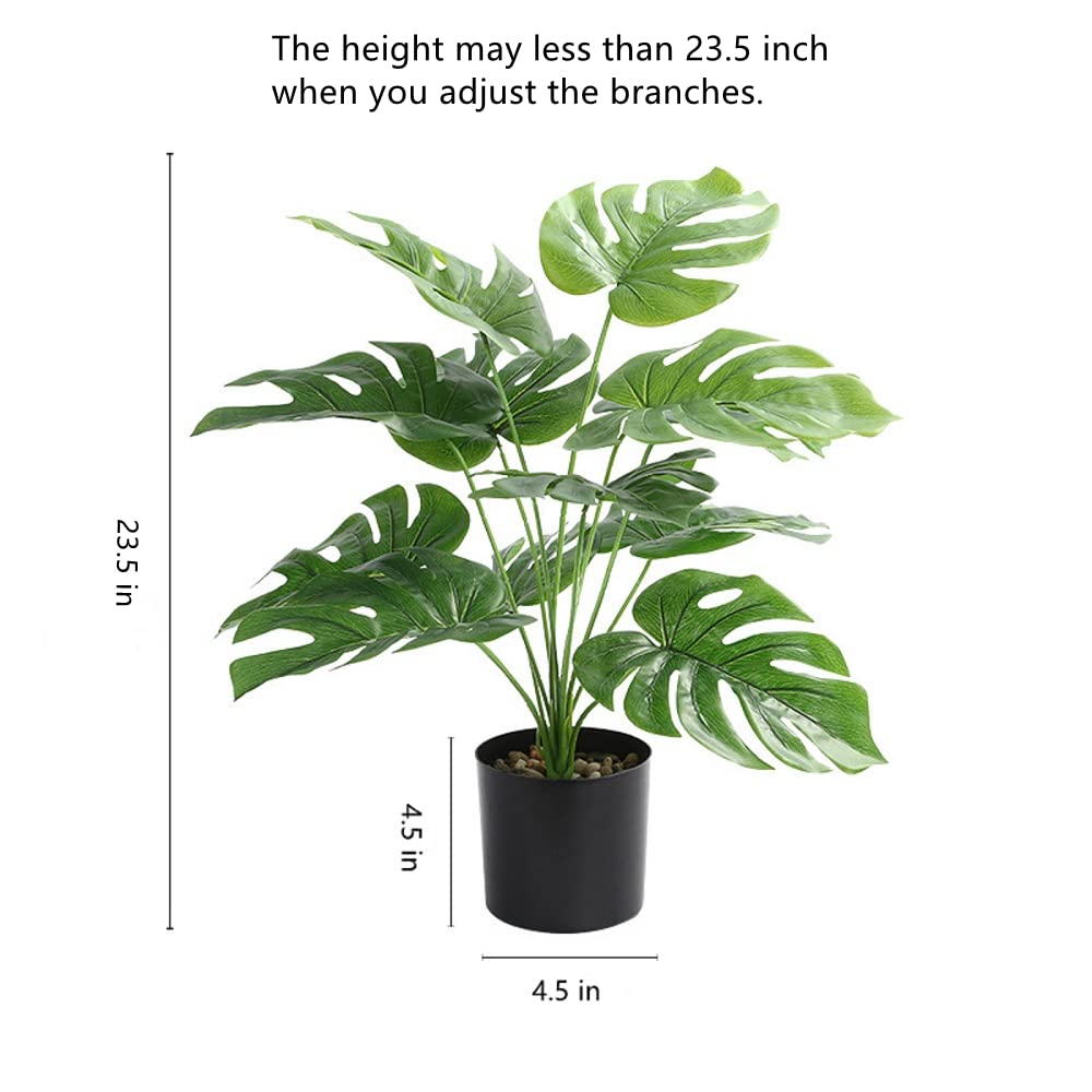 Large Artificial Plants Indoors Monstera Deliciosa Plant with 12 Leaves 23.5"/60cm Tall