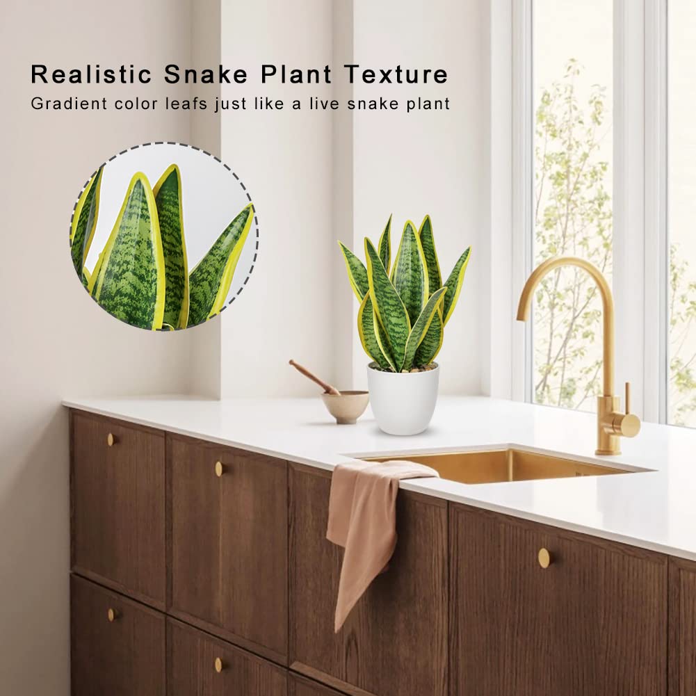 Artificial Snake Plant in Pots Fake Plants Potted, 33cm