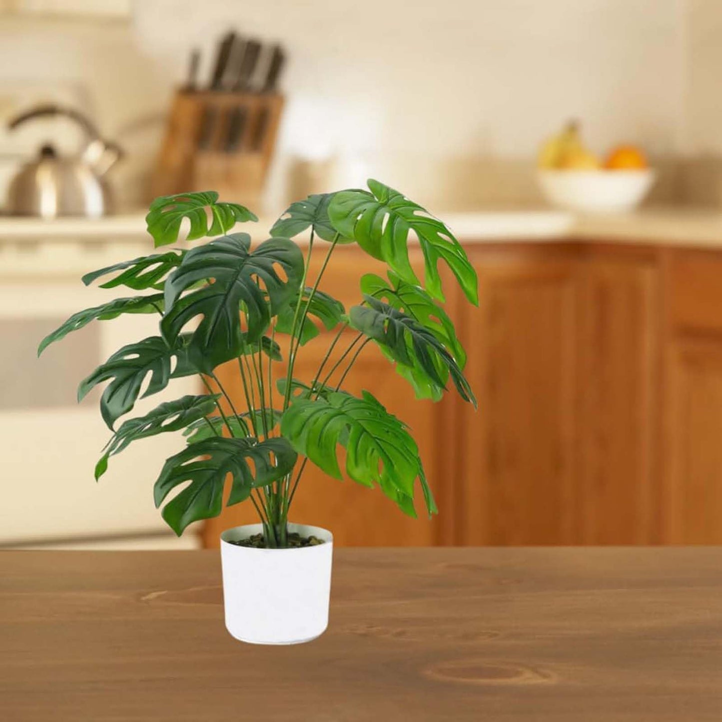 Artificial Monstera Plant in Pot, Large Fake Plants Faux Tropical Palm Plant