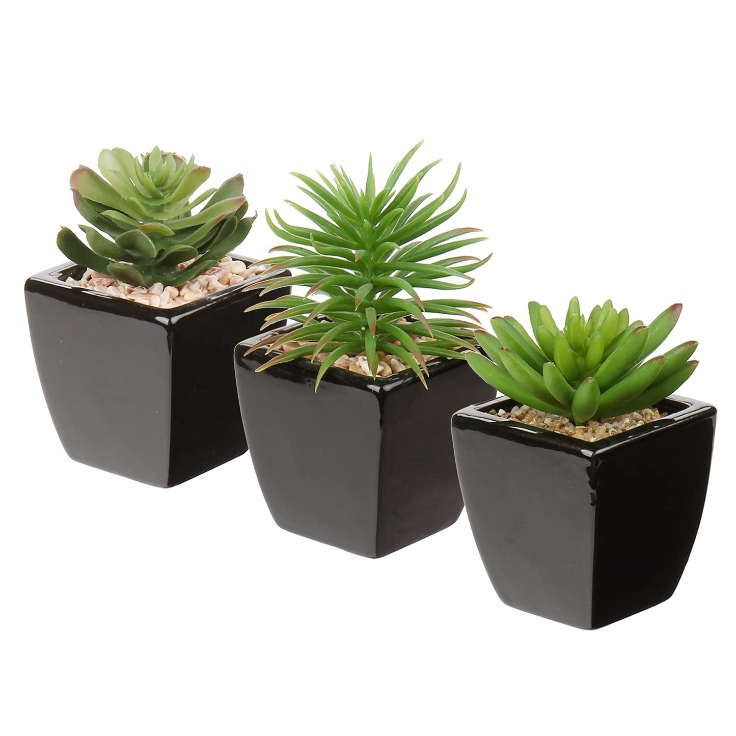 Artificial Succulent Plants Series Fake Plants Succulents in Ceramic Pot Set of 3 Faux Succulents