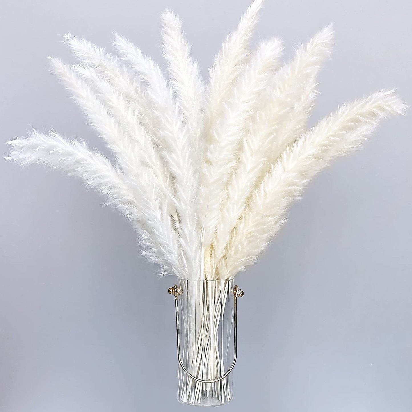 30 Pieces White Natural Dried Pampas Grass Artificial 40cm Boho