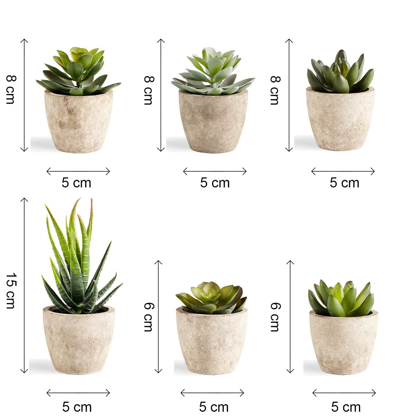 Artificial Succulents Plants Potted Set-Decorative Fake Succulent Plant Faux Set of 6