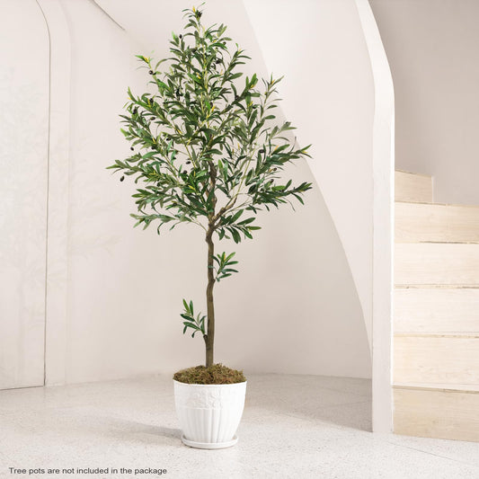 Artificial Olive Tree, 6ft Artificial Plants Indoor, Olive Tree Realistic with 863 Leaves 36 Fruits,180cm