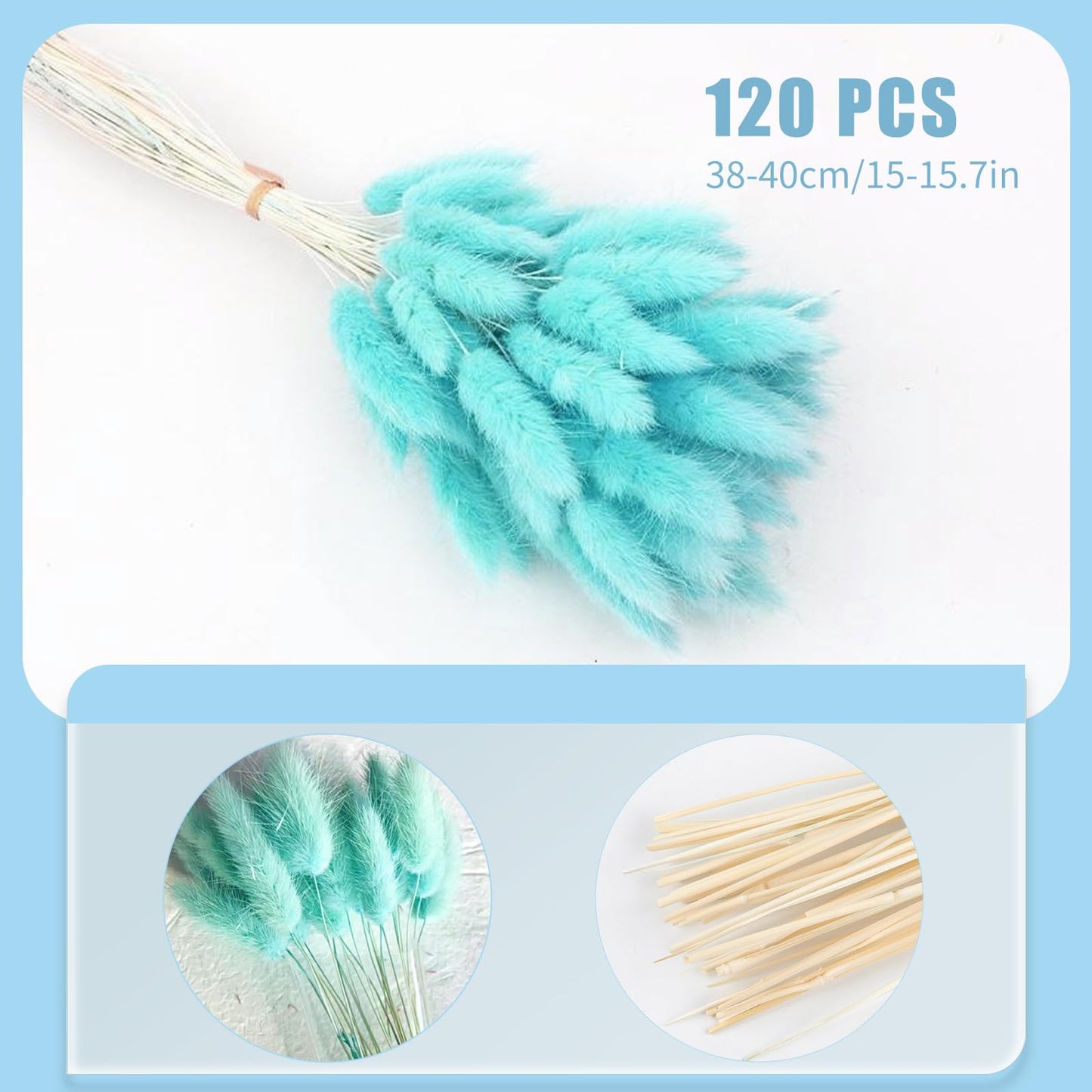 120 PCS Dried Bunny Tails Flowers Lagurus Bunny Tails Pampas Grass Decor