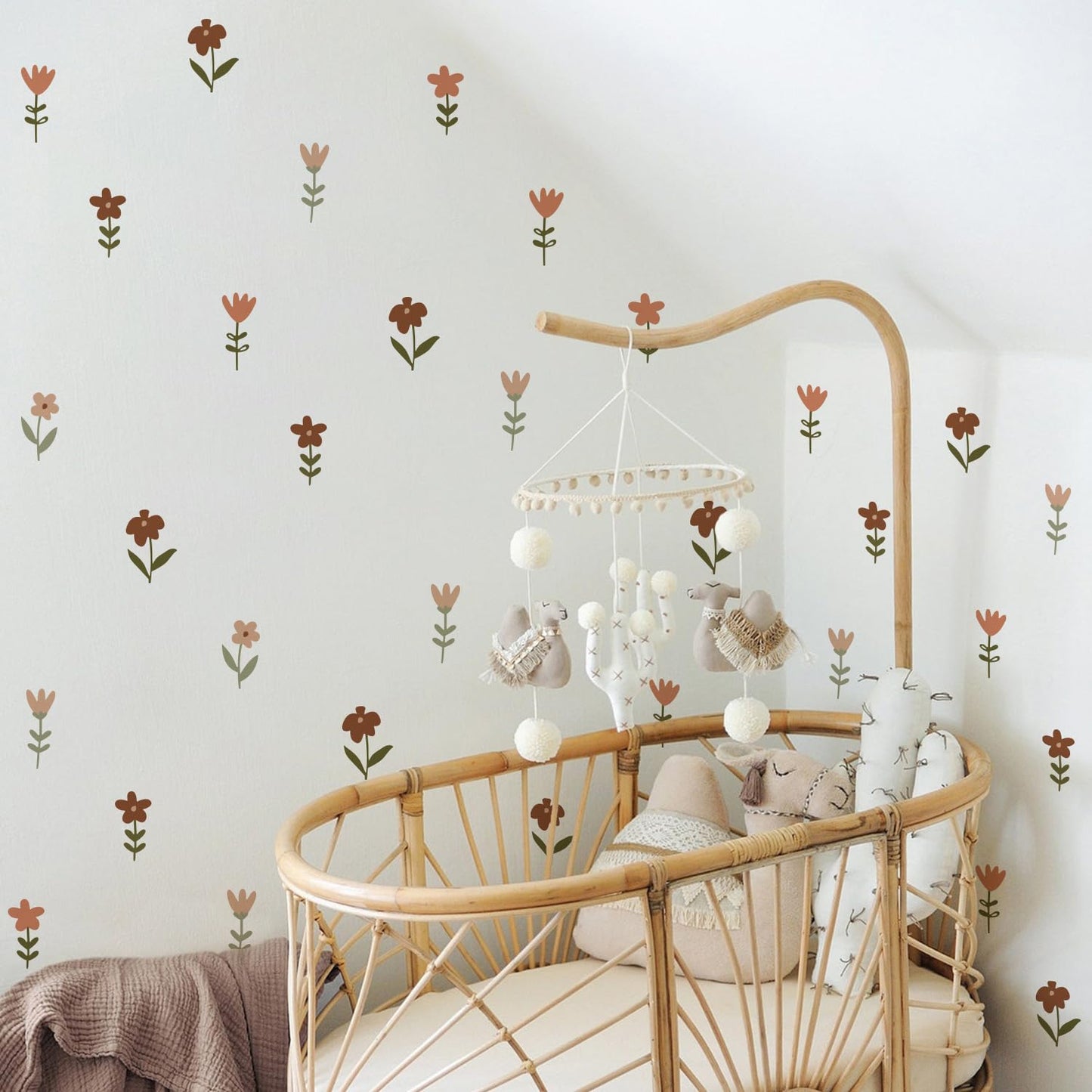 Boho Tulip Flower Plants Wall Decals Retro Removable Peel and Stick Wall Stickers