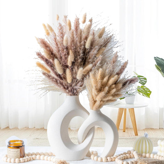 100 pcs Natural Dried Pampas Grass Decoration, Fluffy Pampas Grass Bouquet