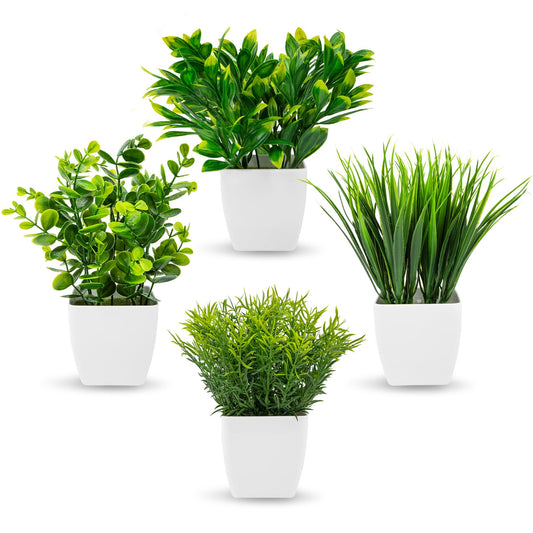 4 Pcs Mini Fake Plants in Pots