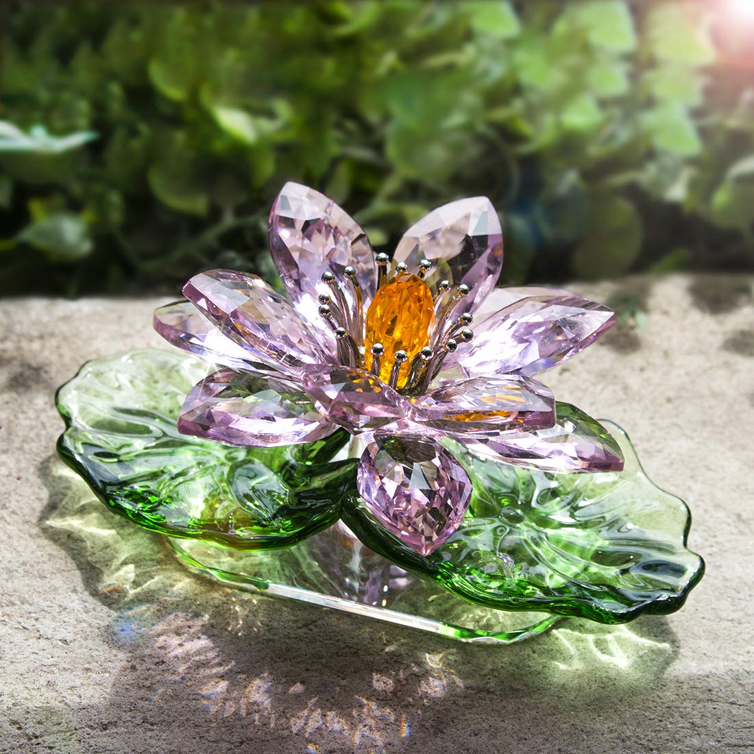 Pink Crystal Lotus Flower Figurine