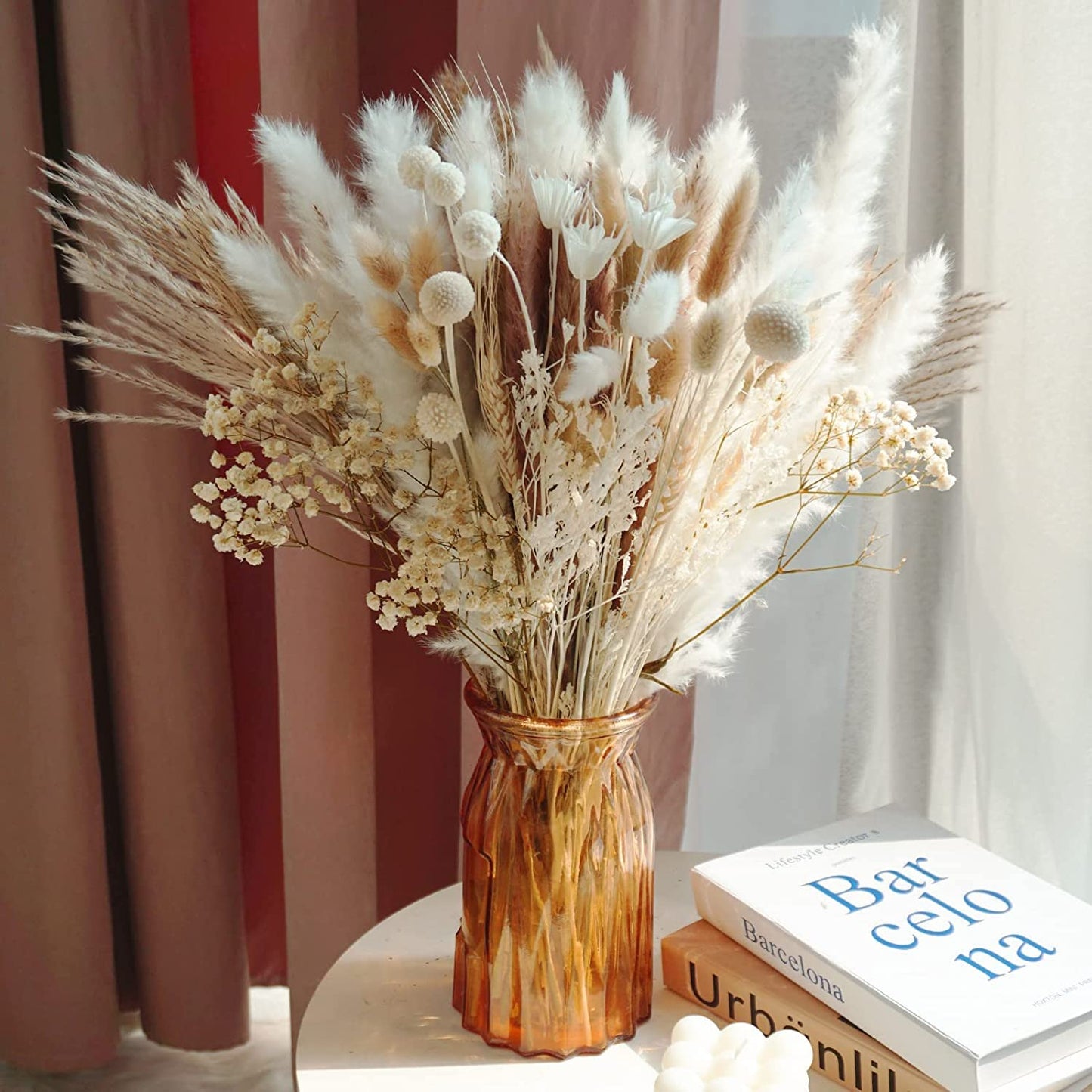 69 pcs /11 Various Dried Pampas Grass Décor, 17 inch Pampas Grass (69Pcs-Pampas Grass)