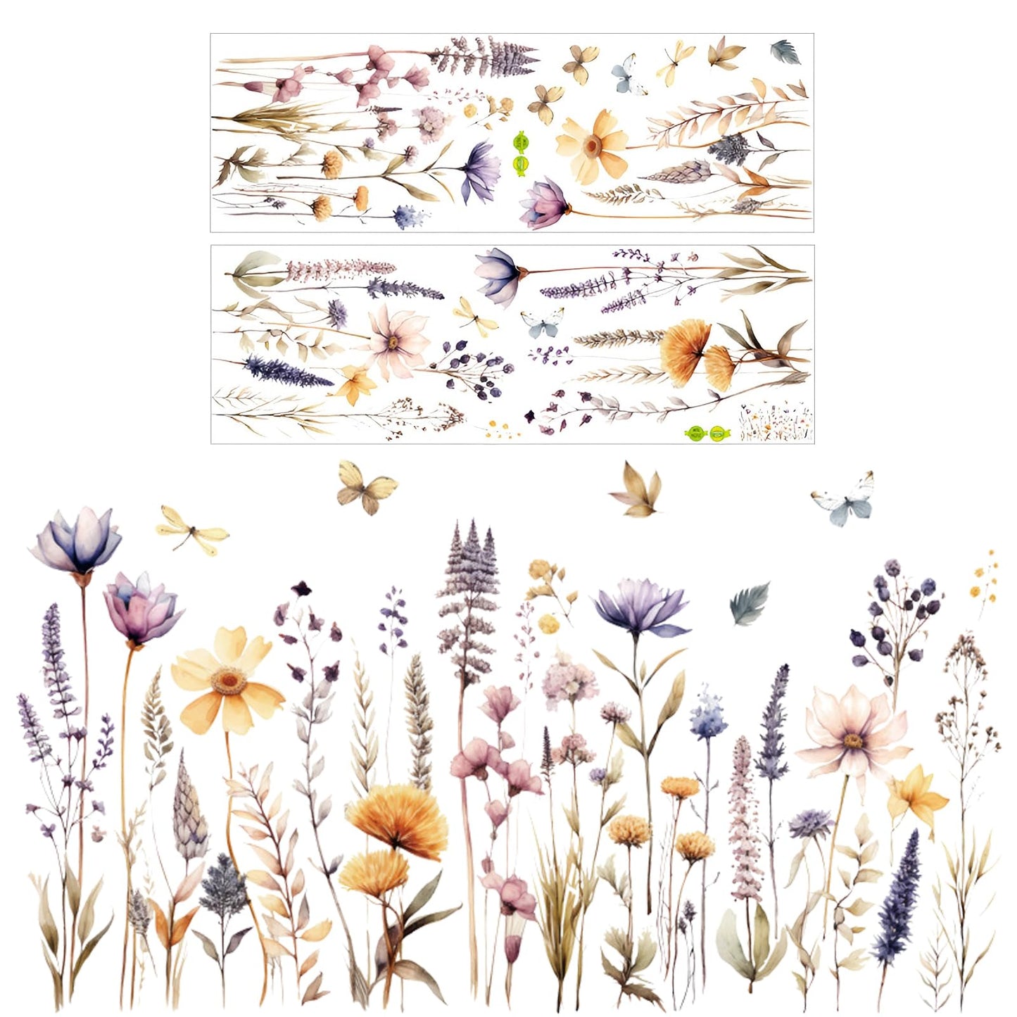 Delicate Wall Sticker Flowers Plants Beautiful Flower Grass Plant Wall Sticker（47×91cm）