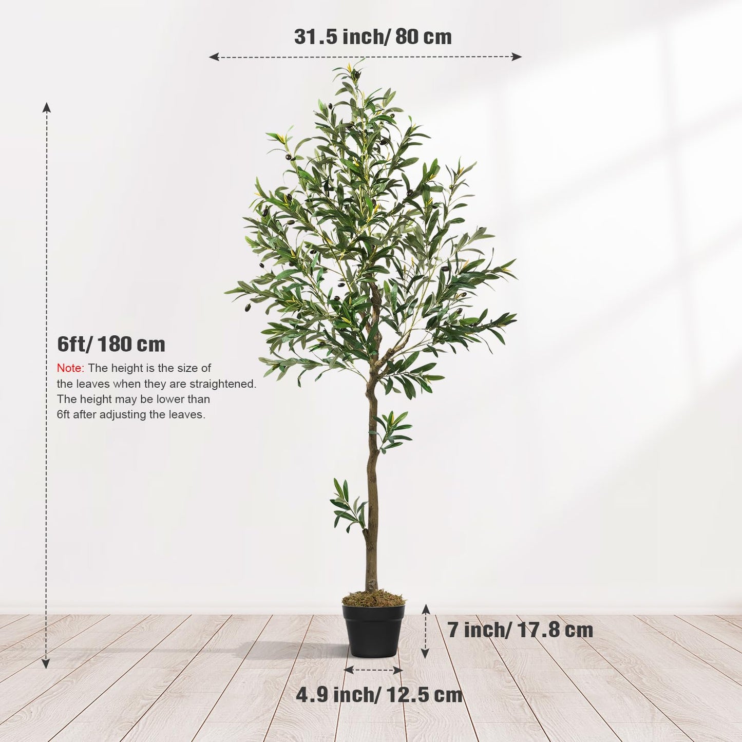 Artificial Olive Tree, 6ft Artificial Plants Indoor, Olive Tree Realistic with 863 Leaves 36 Fruits,180cm