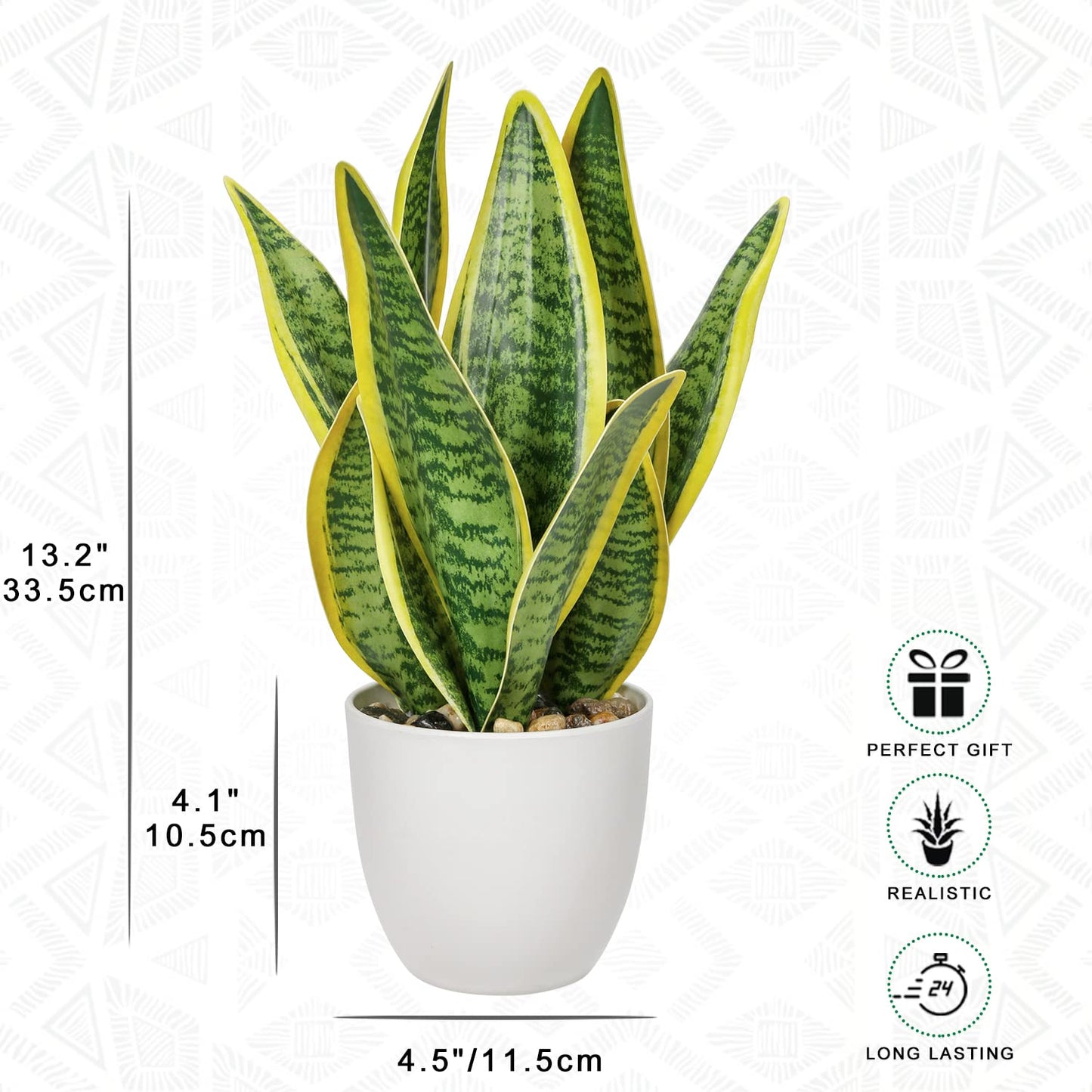 Artificial Snake Plant in Pots Fake Plants Potted, 33cm