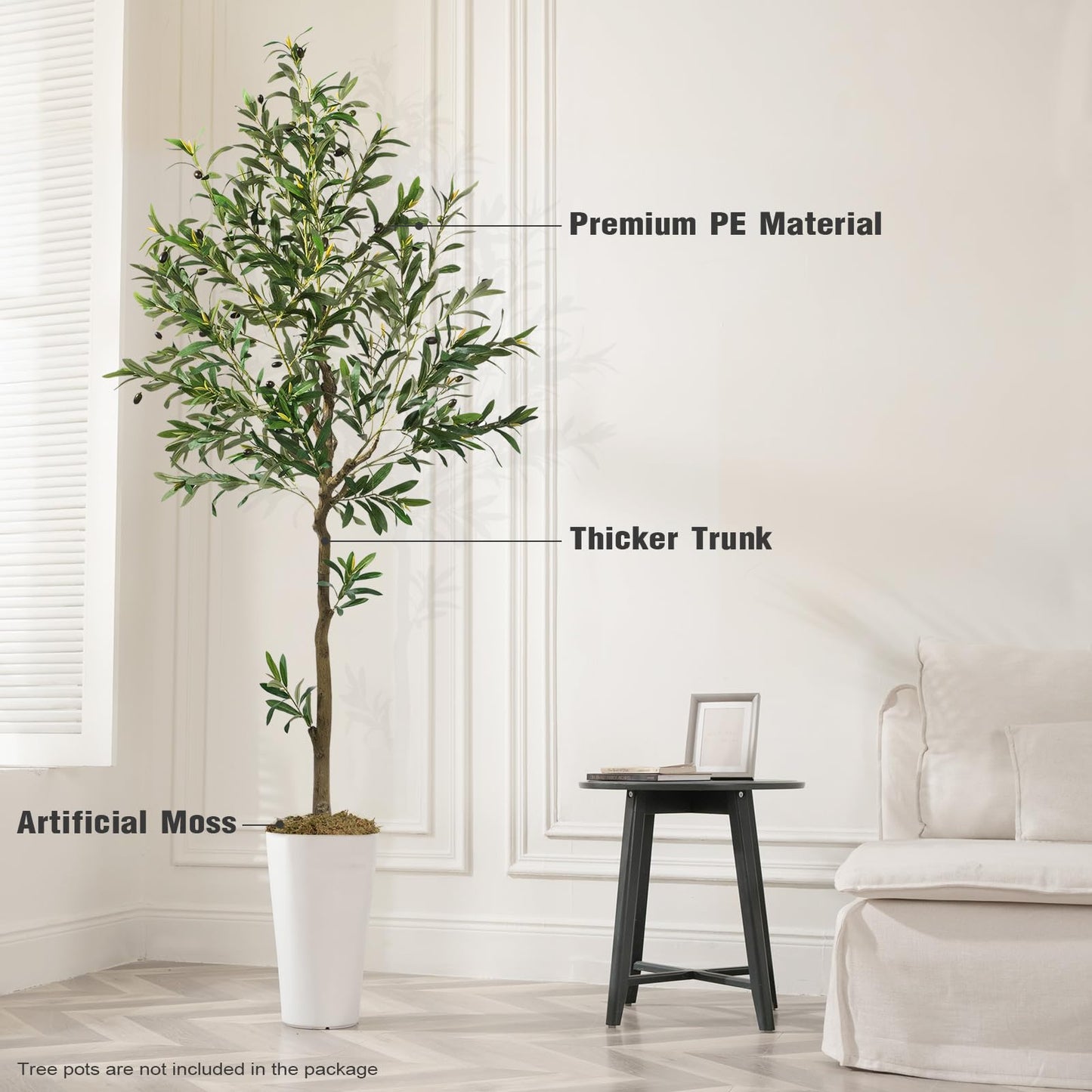 Artificial Olive Tree, 6ft Artificial Plants Indoor, Olive Tree Realistic with 863 Leaves 36 Fruits,180cm