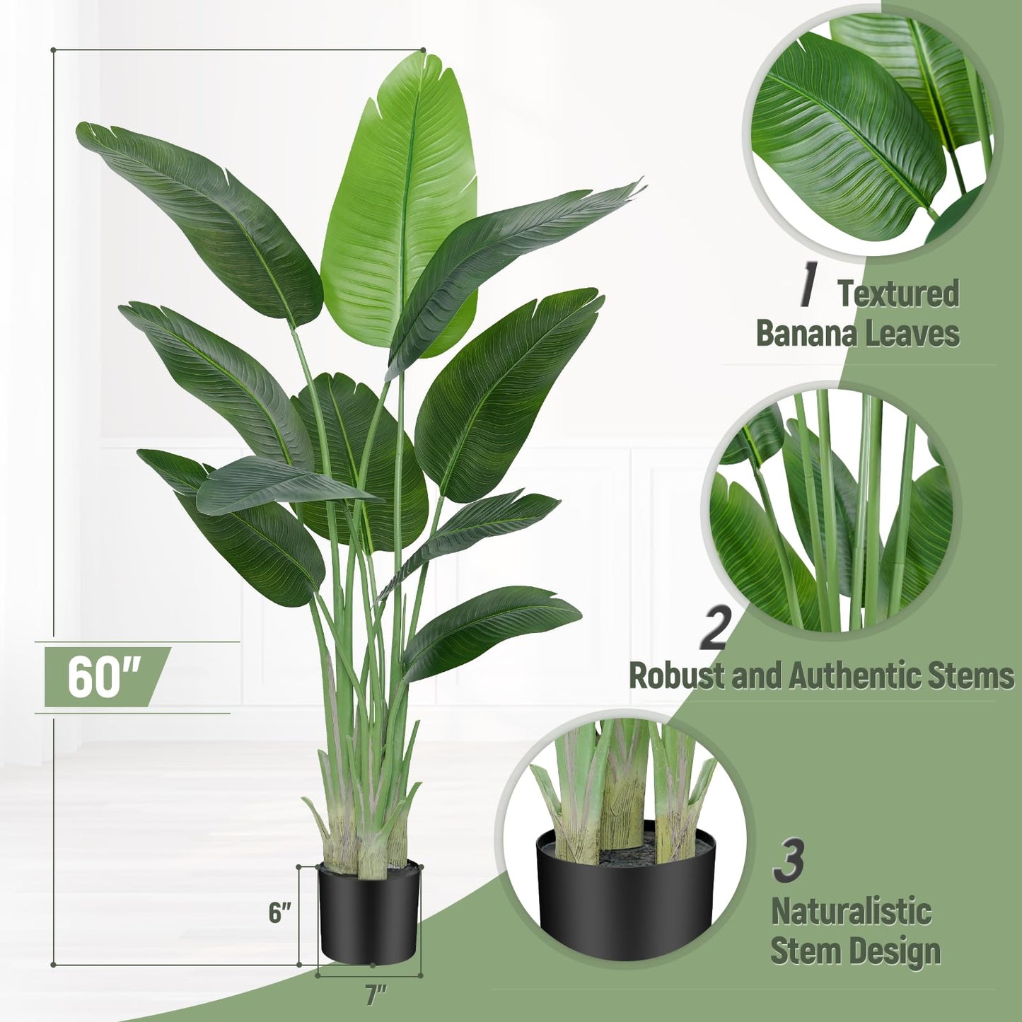 Artificial Bird of Paradise Plant Outdoor 150CM Fake Tropical Banana Tree with 10 Leaves-Perfect Faux Plants for Indoor 1Pack