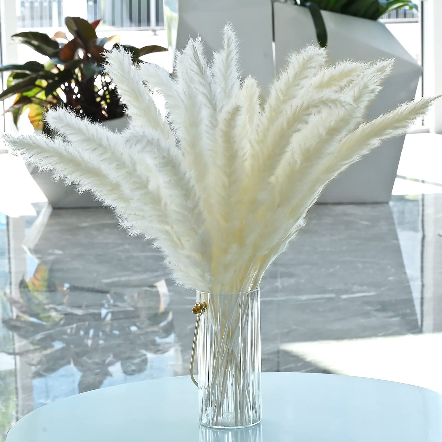 30 Pieces White Natural Dried Pampas Grass Artificial 40cm Boho