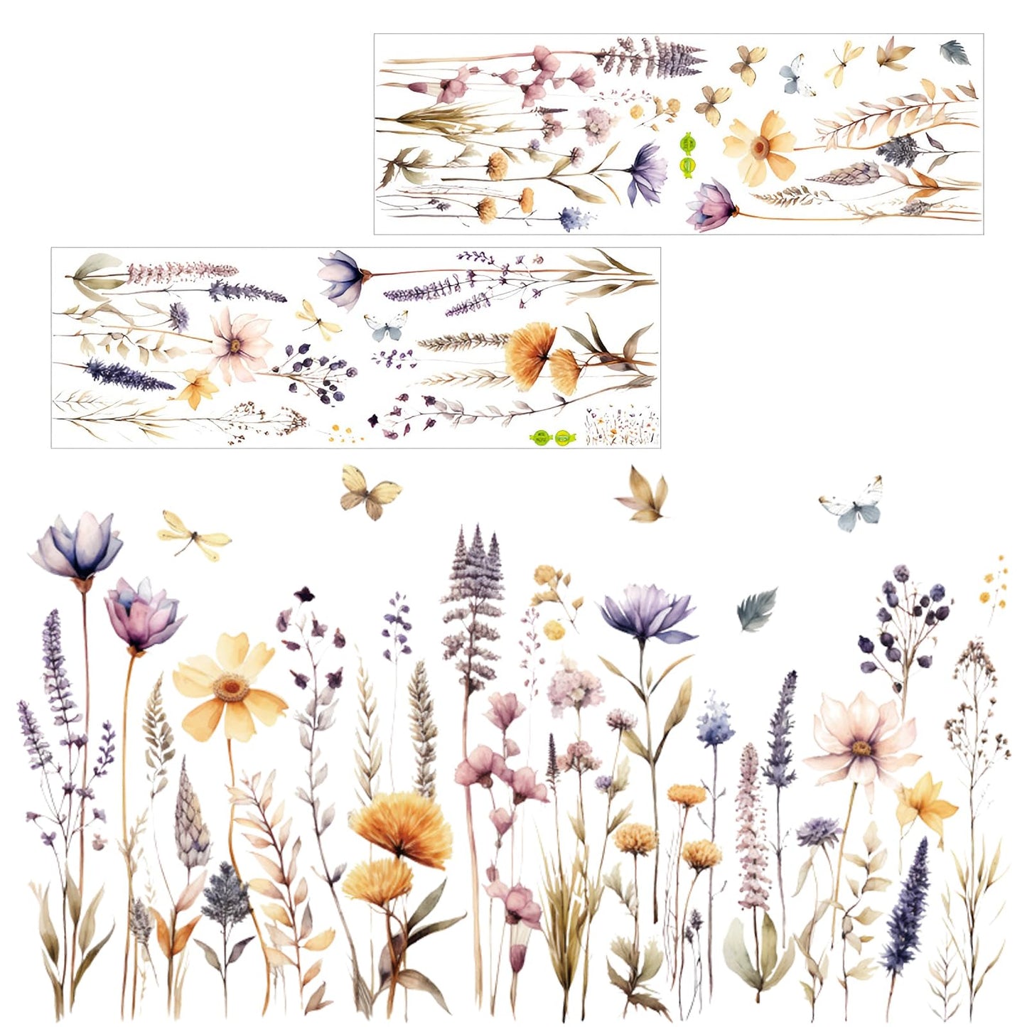 Delicate Wall Sticker Flowers Plants Beautiful Flower Grass Plant Wall Sticker（47×91cm）