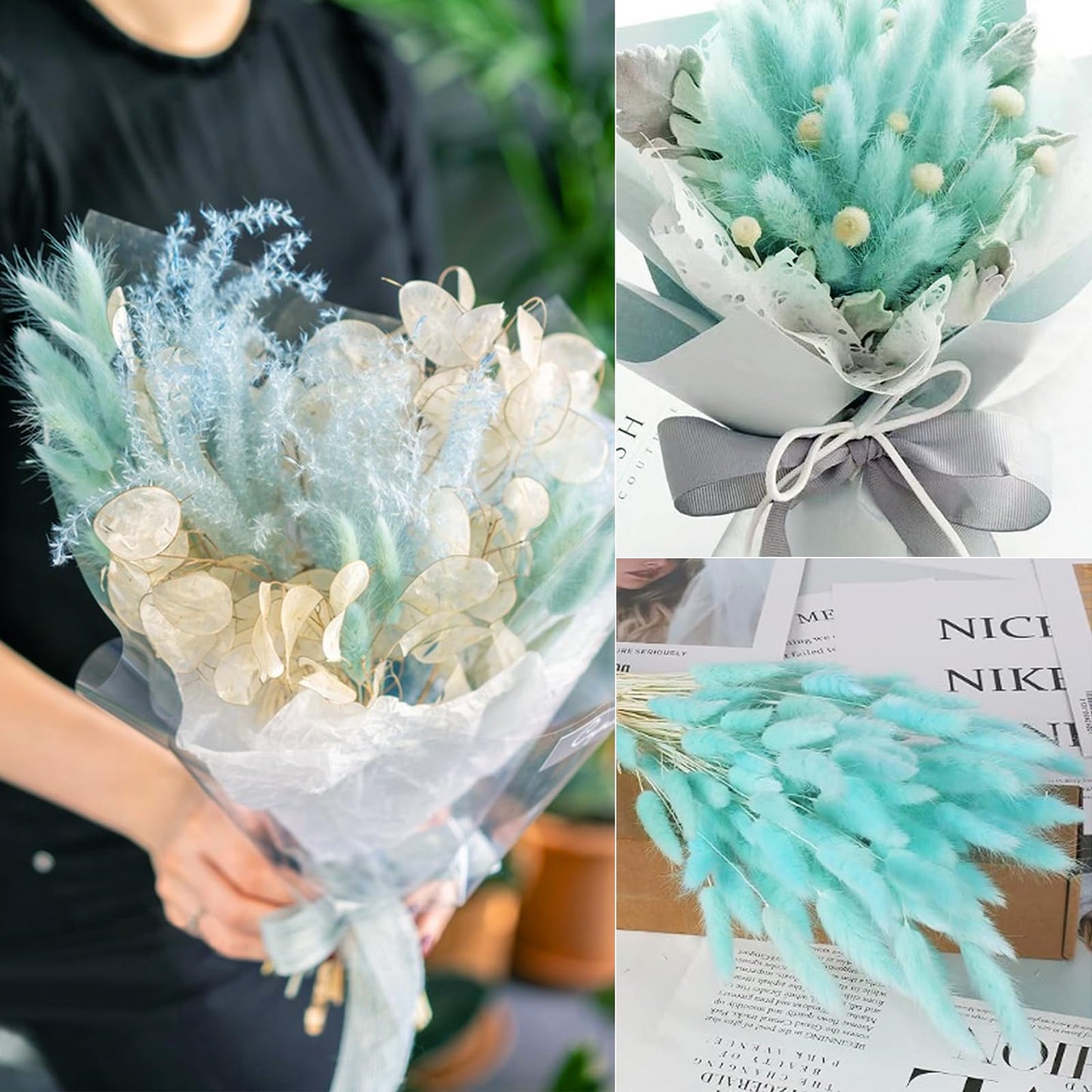 120 PCS Dried Bunny Tails Flowers Lagurus Bunny Tails Pampas Grass Decor