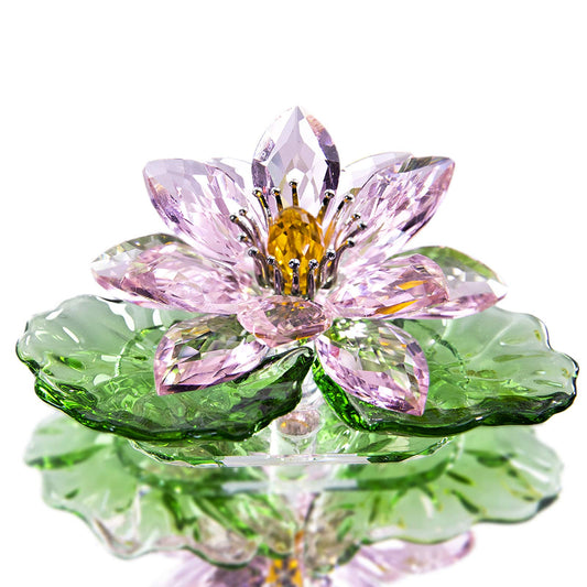 Pink Crystal Lotus Flower Figurine