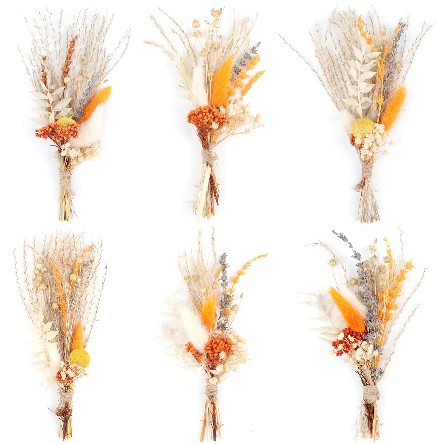 6PCS Mini Boho Dried Flower Bouquet Fall Decor Autumn Decorations