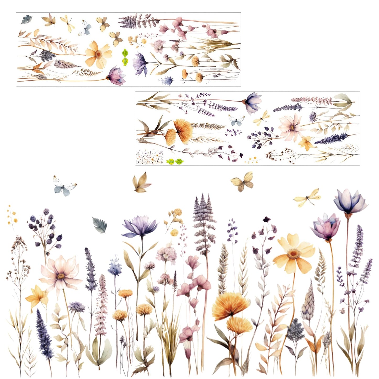 Delicate Wall Sticker Flowers Plants Beautiful Flower Grass Plant Wall Sticker（47×91cm）