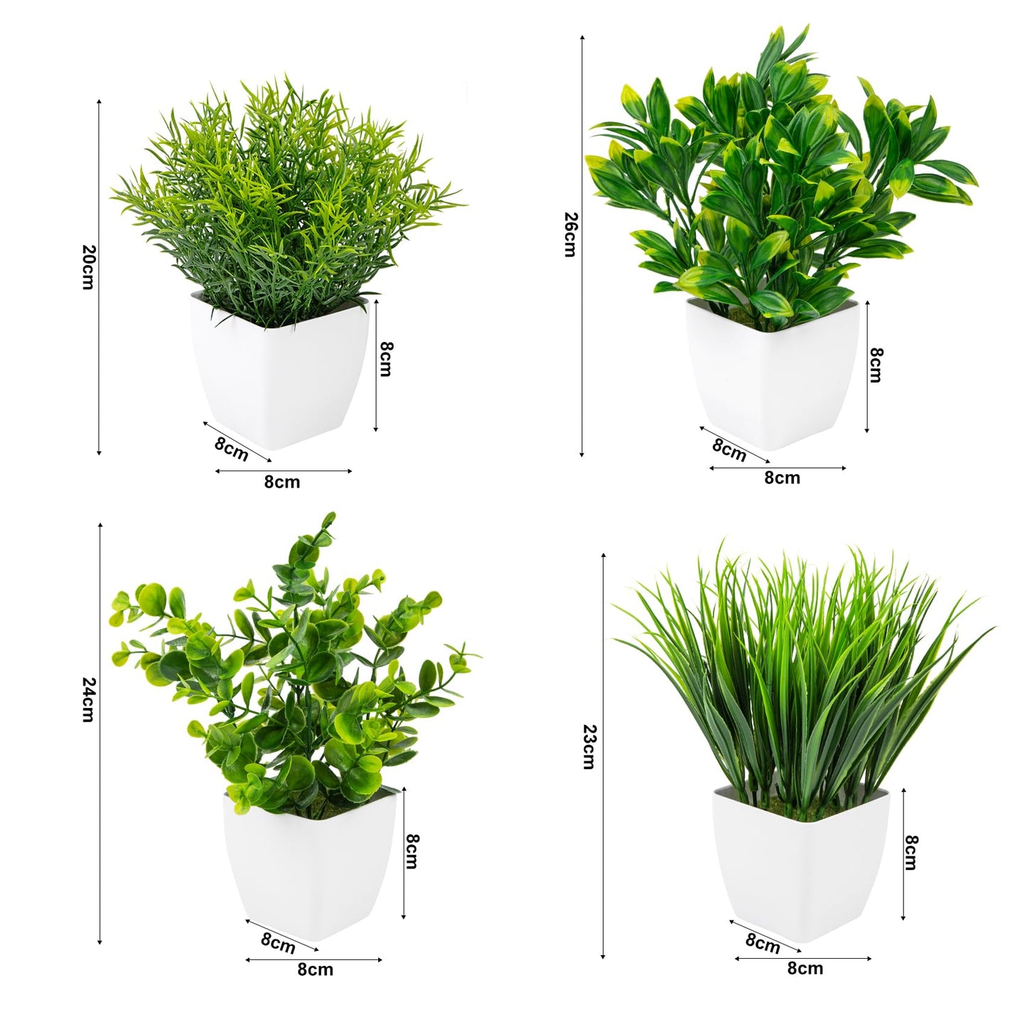 4 Pcs Mini Fake Plants in Pots