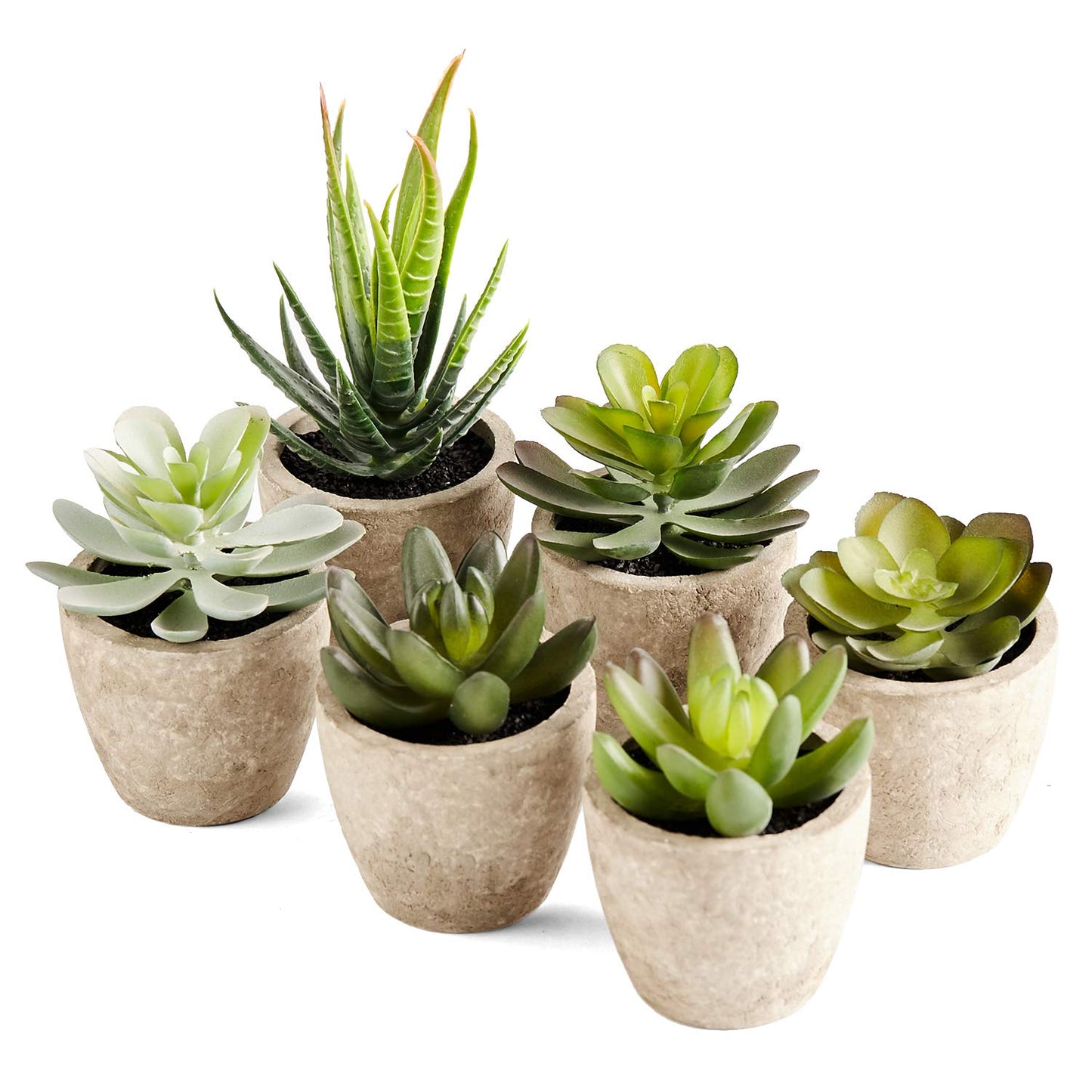 Artificial Succulents Plants Potted Set-Decorative Fake Succulent Plant Faux Set of 6