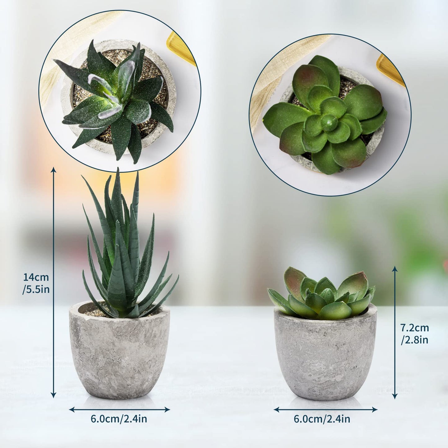 4 Set Artificial Plants Indoors in Pots Plastic Potted