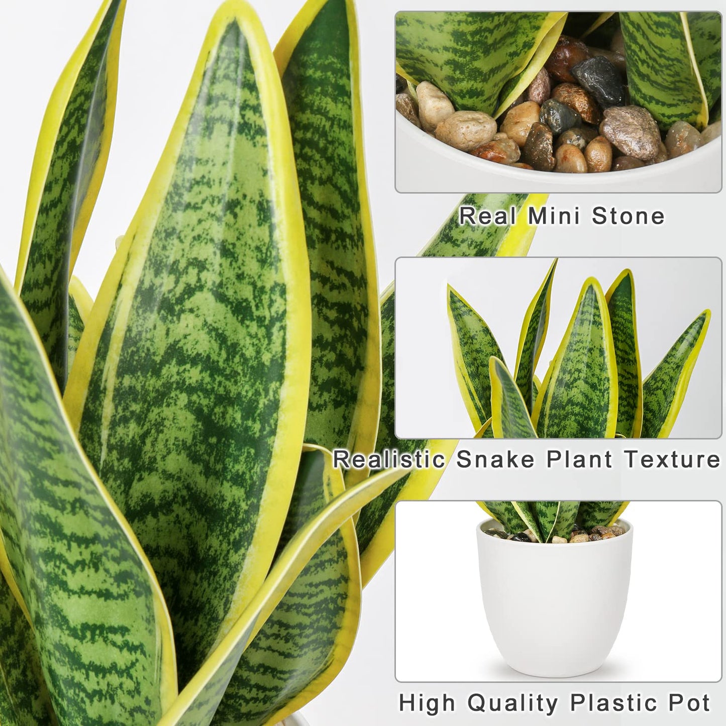 Artificial Snake Plant in Pots Fake Plants Potted, 33cm