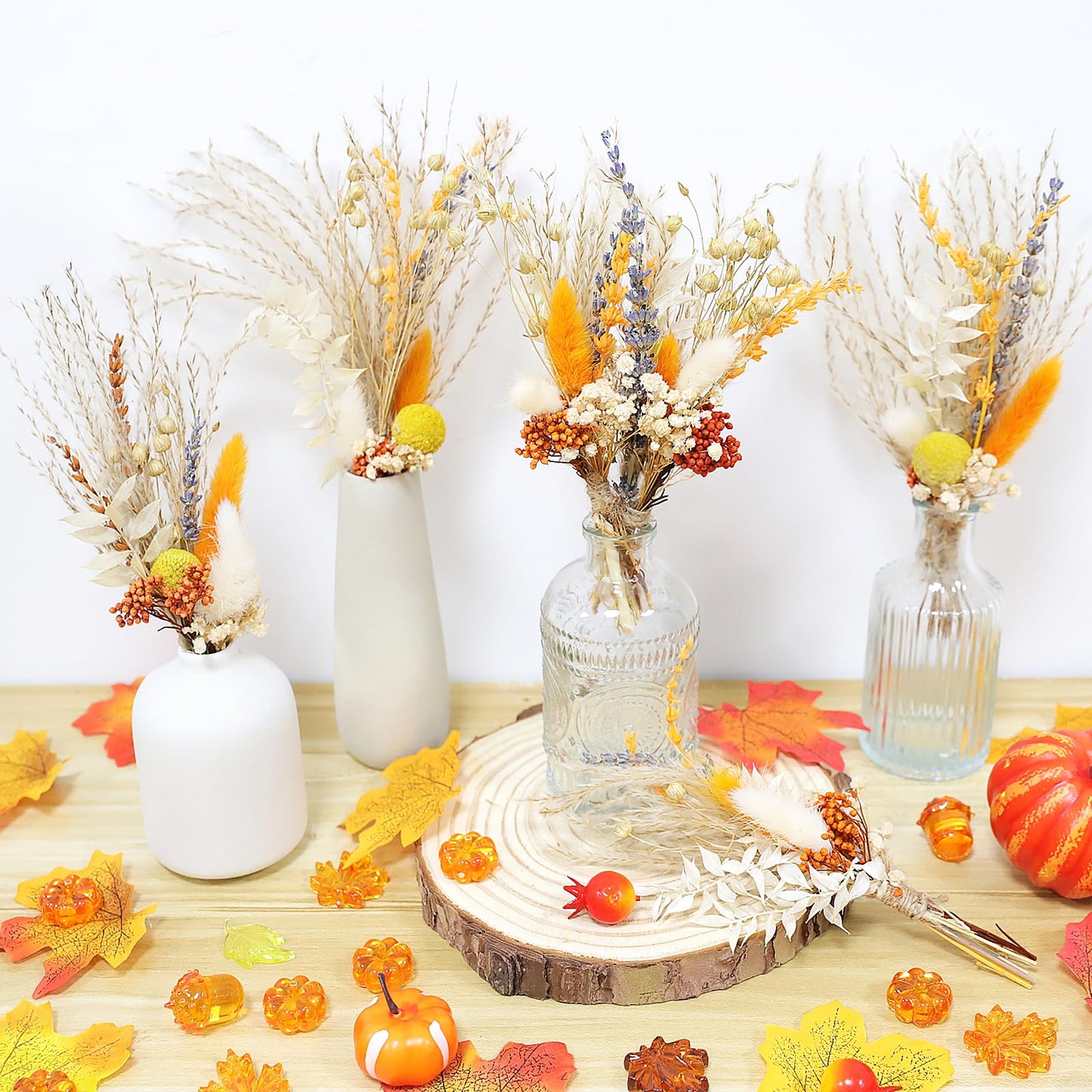 6PCS Mini Boho Dried Flower Bouquet Fall Decor Autumn Decorations