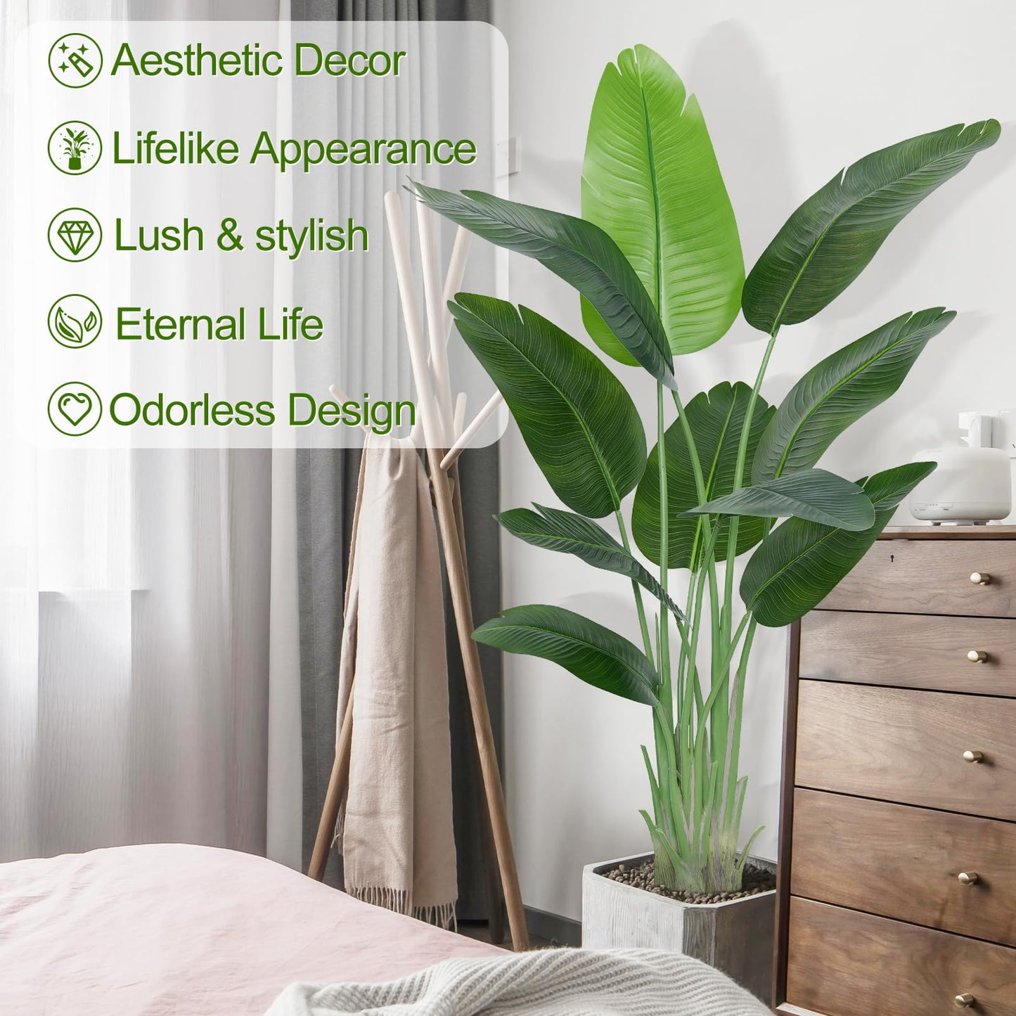 Artificial Bird of Paradise Plant Outdoor 150CM Fake Tropical Banana Tree with 10 Leaves-Perfect Faux Plants for Indoor 1Pack