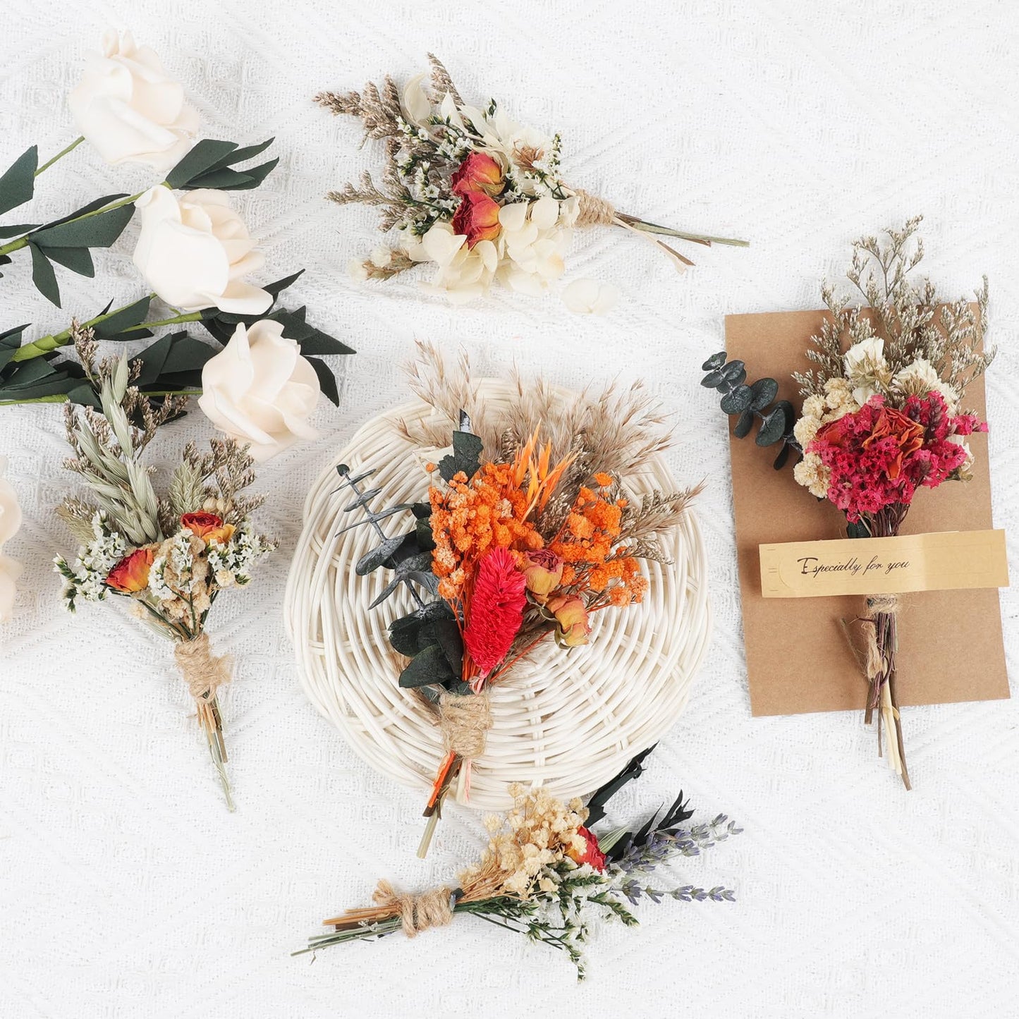 6PCS Mini Boho Dried Flower Bouquet Dried Flowers Small Bouquets