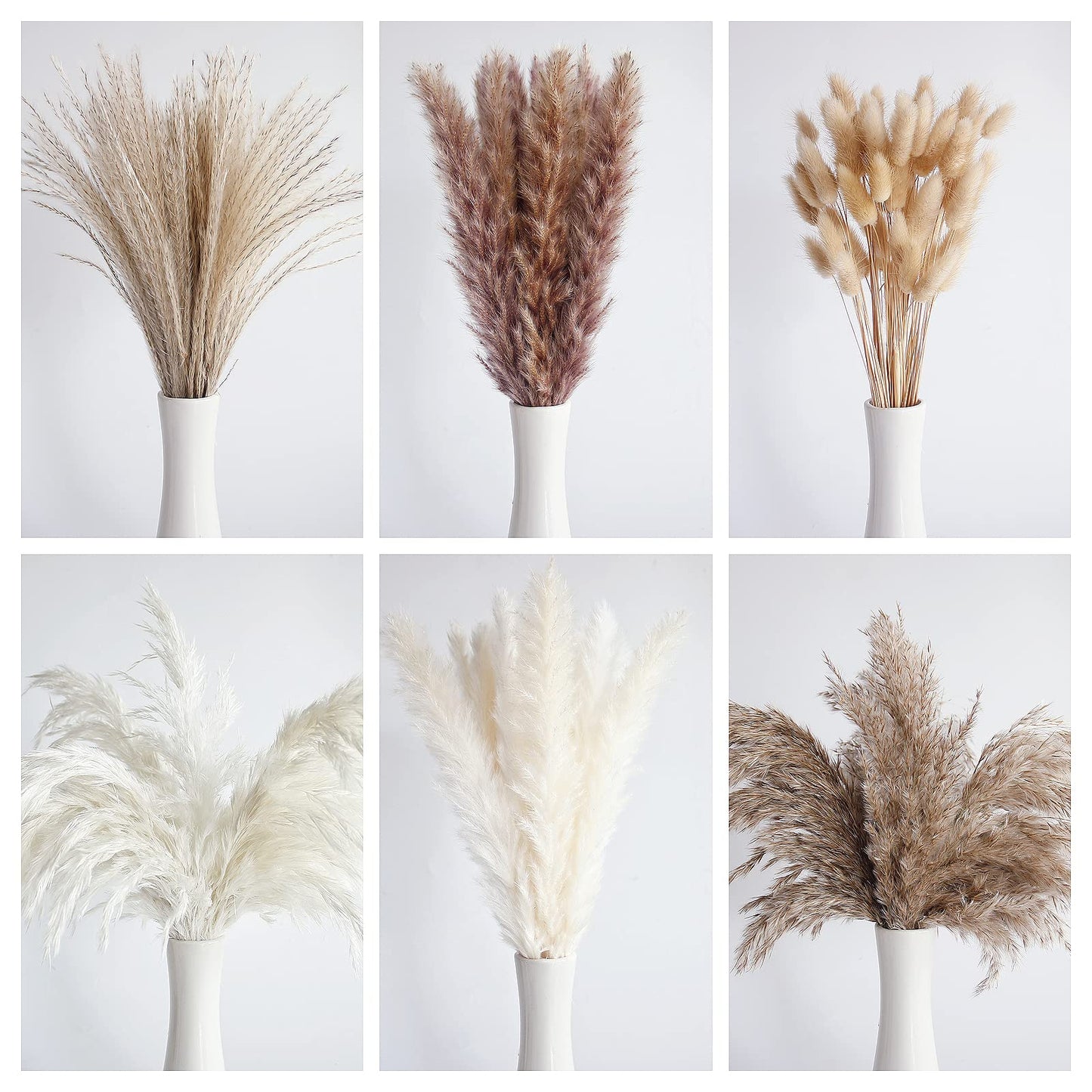 110 PCS Dried Pampas Grass Bouquet, Boho Table Decor