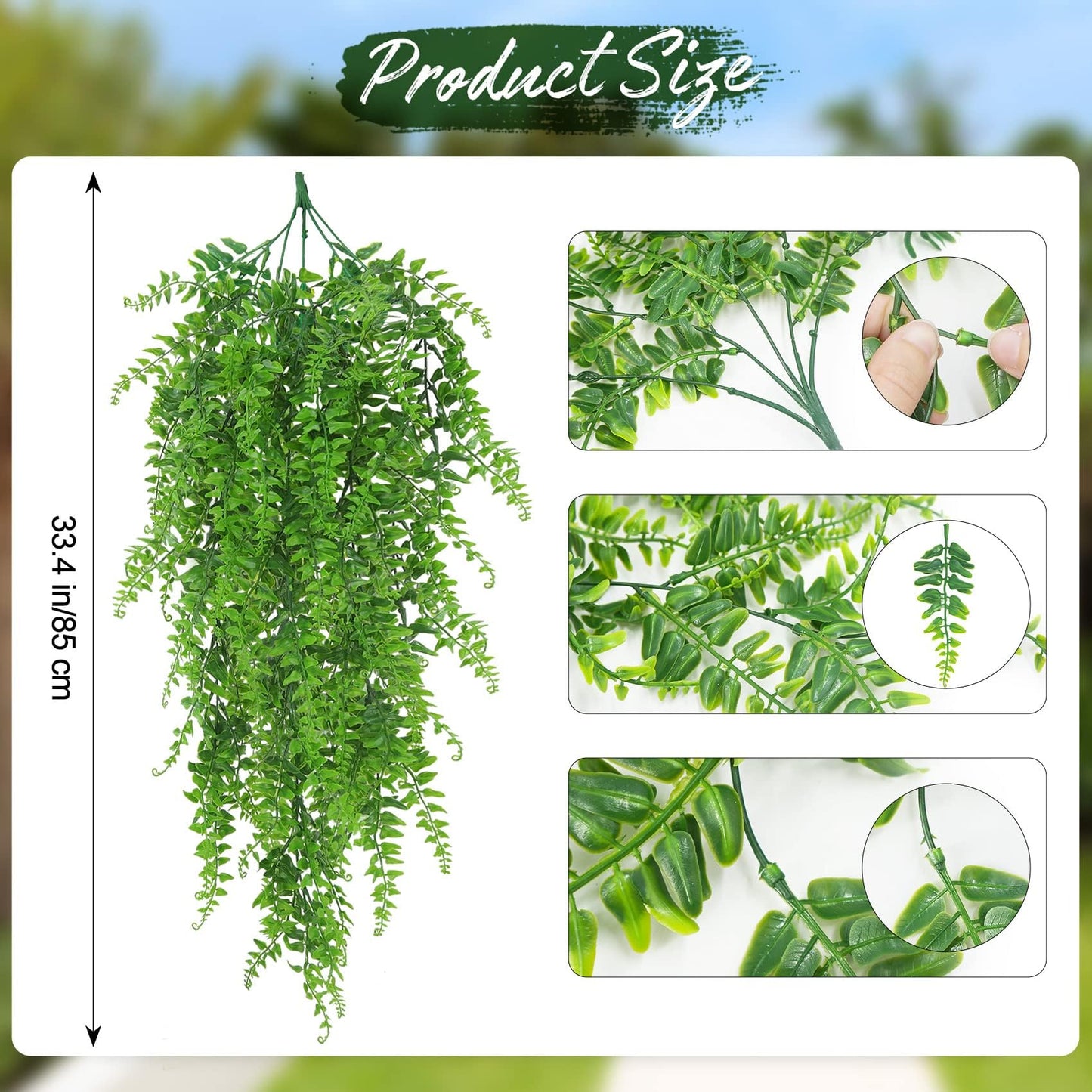 Artificial Hanging Plants Fern Vine - Fake Ivy Leaves Decoration for Indoors & Outdoors