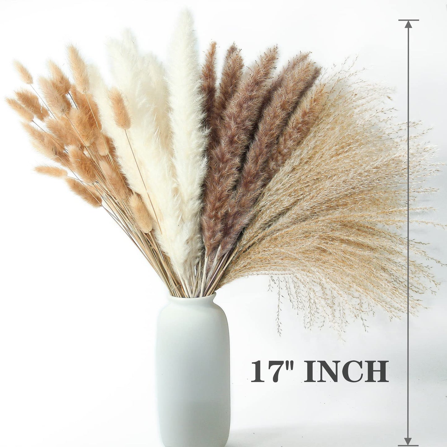 Dried Pampas Grass Decoration, 100 Pieces of Pampas Grass with Bunny Tails