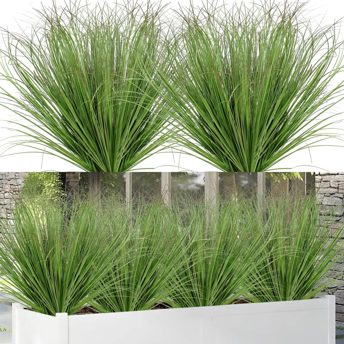 Outdoor Artificial Grass Plants 12PCS Faux Plants (12, Dark green)