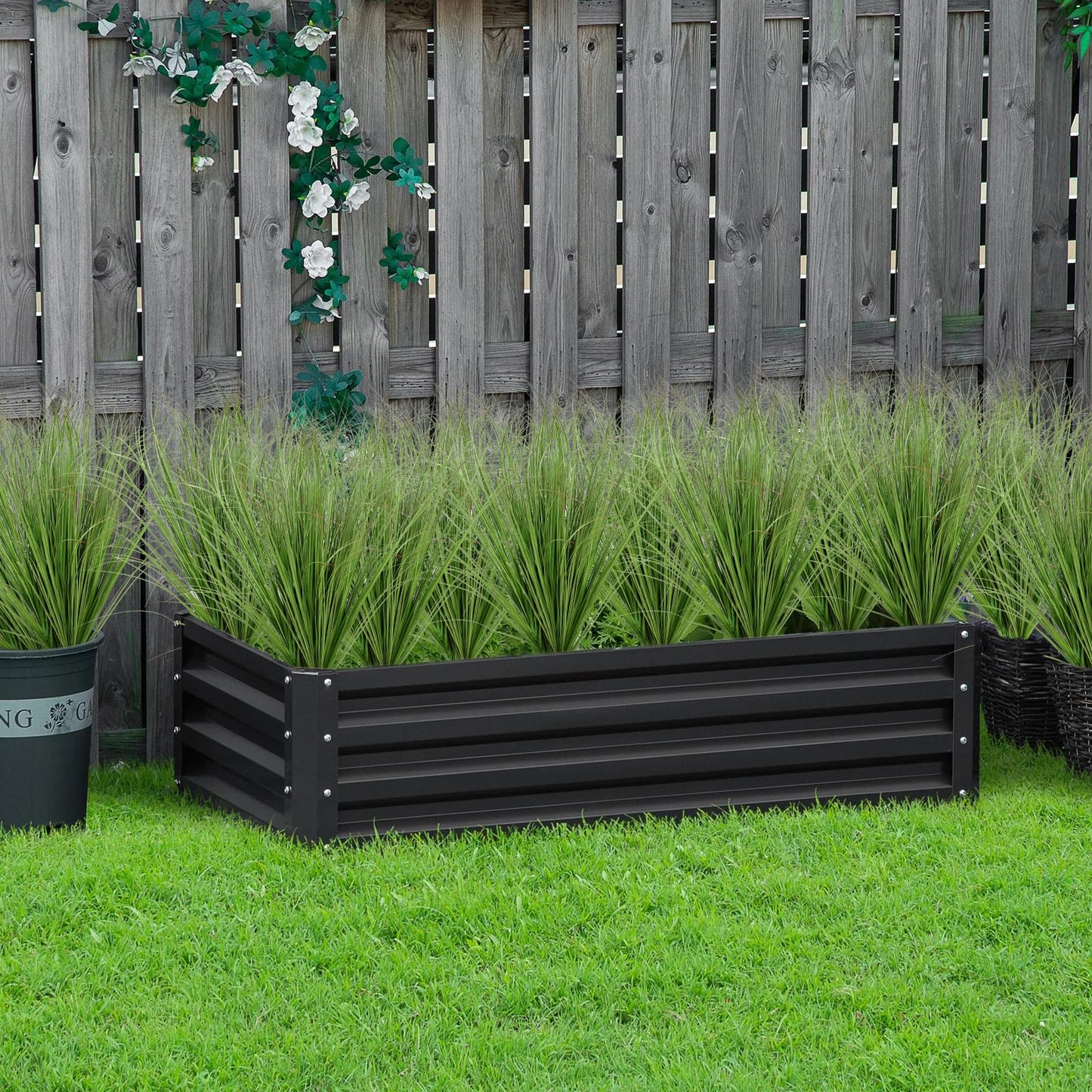 Outdoor Artificial Grass Plants 12PCS Faux Plants (12, Dark green)