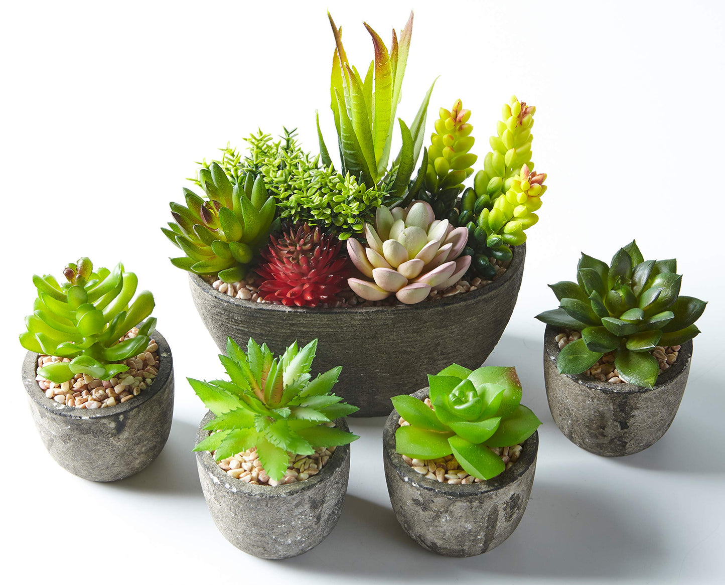 Set of 5 Artificial Succulent Potteds (Includes 10 Plants)