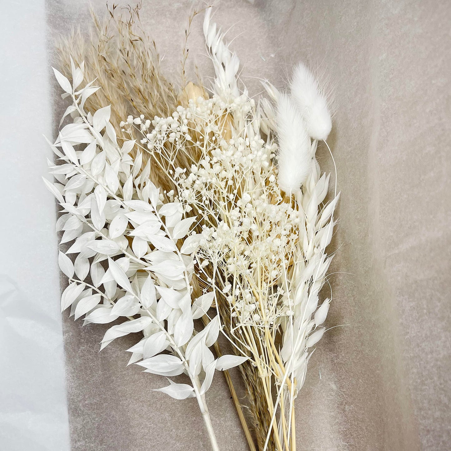 Gold White Dried Flowers Bouquet